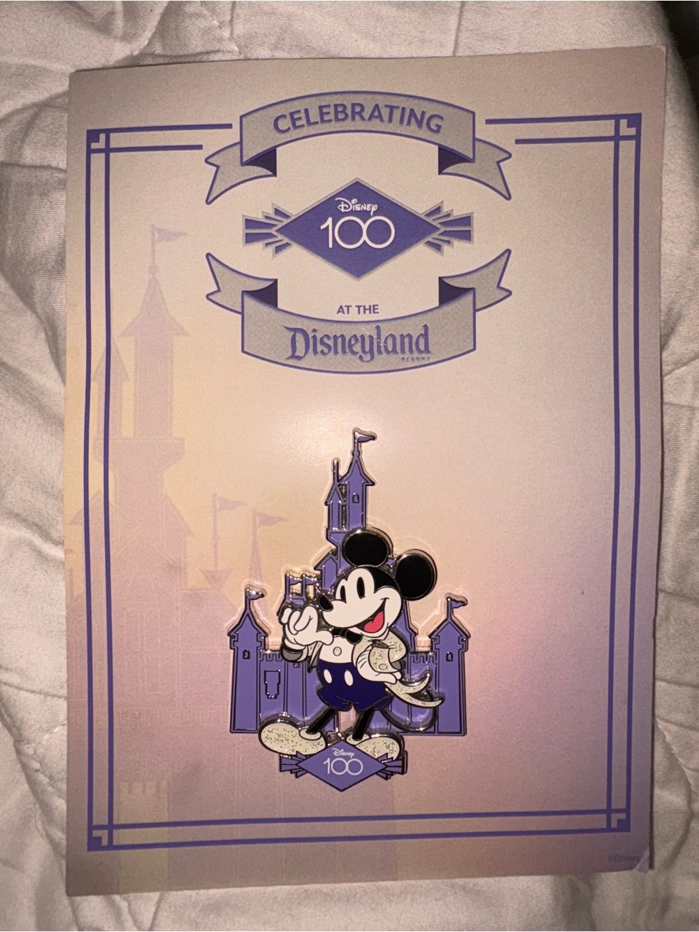 Disney celebrating 100. Purple  Black Mickey Mouse Castle Commemorative Pin